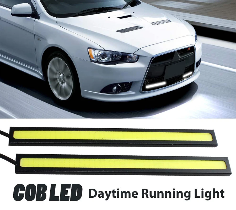 

Pair 12V COB LED Strip Light Super Bright Lamp Chip Cool White DRL Daytime Light