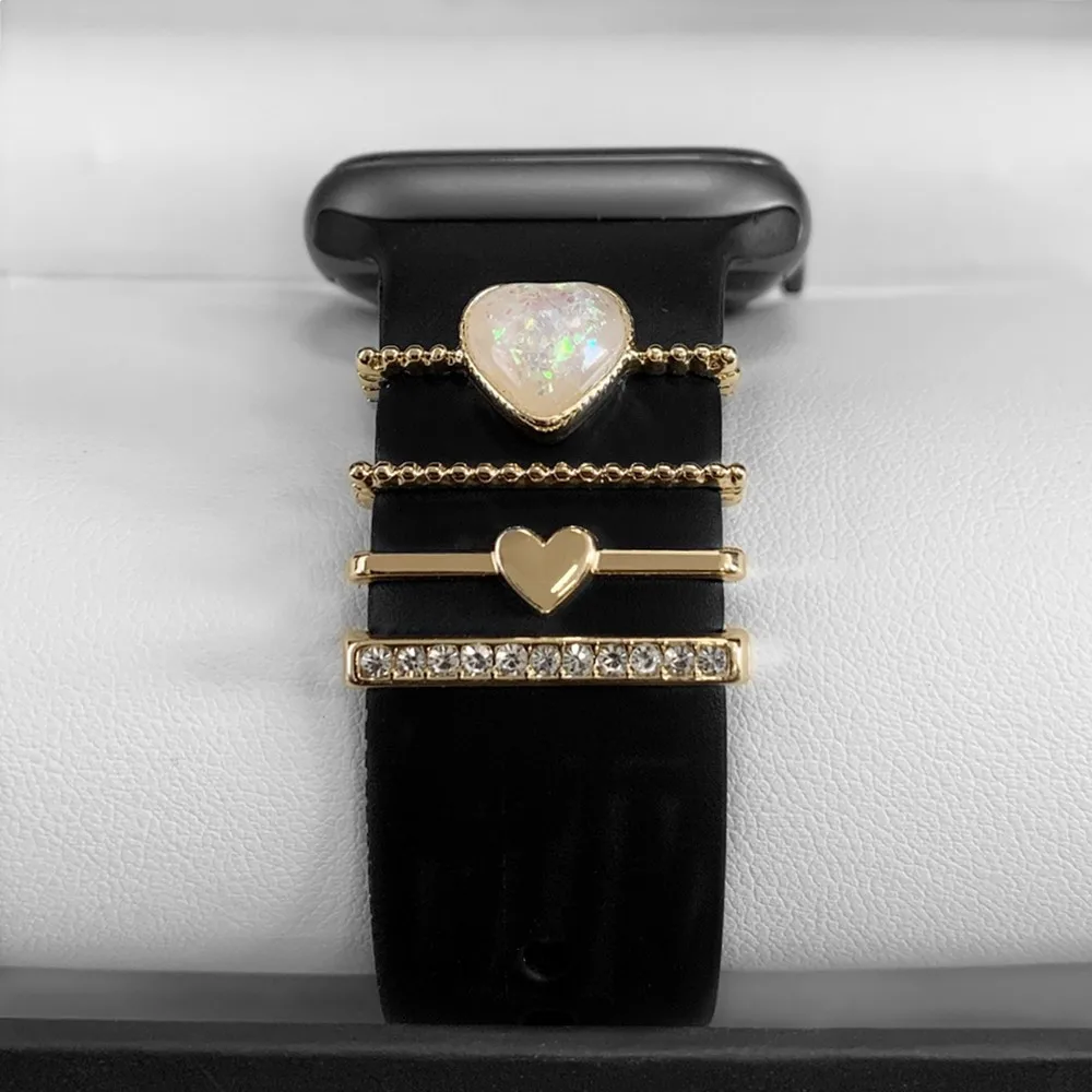 Apple Watch 밴드 용 장식 다이아몬드 스마트 시계 iWatch/Galaxy Watch 4/Classic/3 팔찌 용 실리콘 스트랩 액세서리