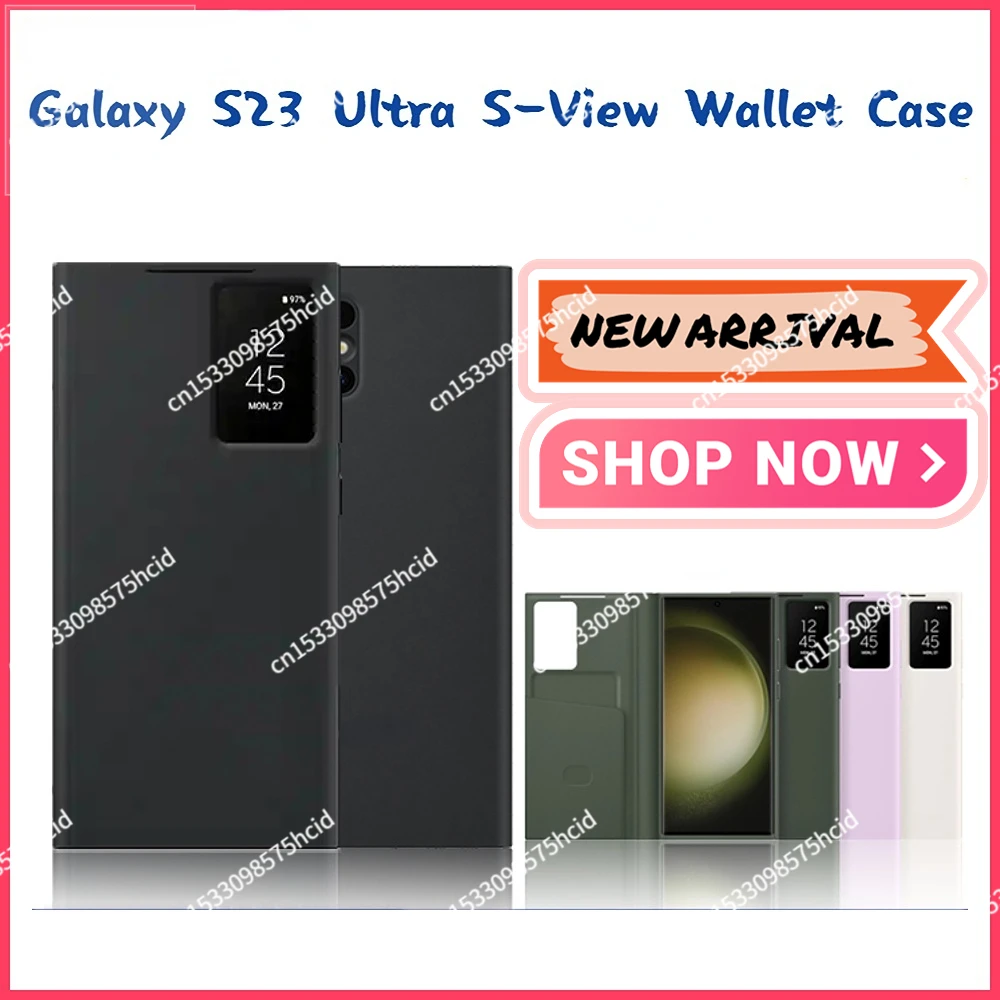 

For Samsung Galaxy S23 Ultra S-View Wallet Case For Samsung S23 Ultra (6.8") Smart Flip phone case Smart Clear View Cover