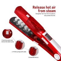 Steam Hair Straightener Professional Salon Ptc Ceramic Anion Tourmaline Instant Heating LED Indicator light Display Flat Iron 2