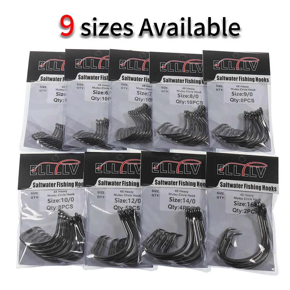 Elllv 4X Heavy Mutsu Circle Super Strong Saltwater Boat Fishing Trolling Hook Offset 5/0 - 16/0 für Grouper Snapper Tuna Shark – Detail 4