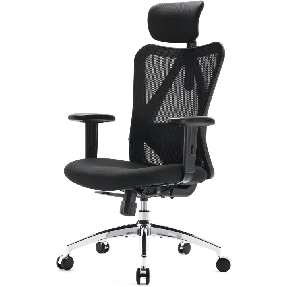 Ergonomic Office Chair for Big and Tall People Adjustable Headrest with 2D Armrest Lumbar Support and PU Wheels Freight free