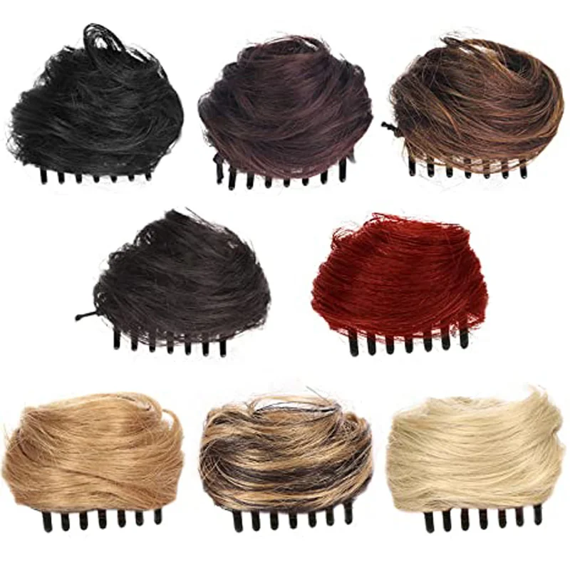 Synthetic clip on the elastic band of the hair messy clip on hair patch loop wrapped around messy for women