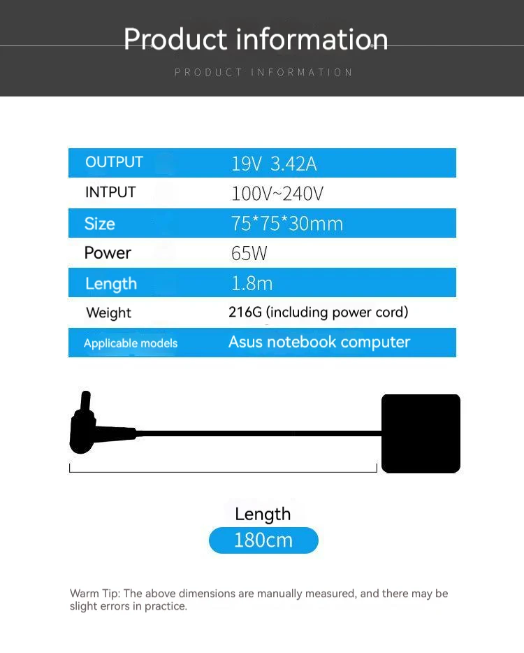 65W 19V 3.42A 4.0*1.35MM Laptop Ac Adapter Charger For Asus