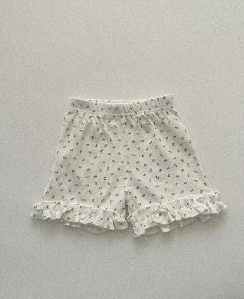 Preschool Girls Cotton Solid Color Fragmented Flowers Lace Shorts
