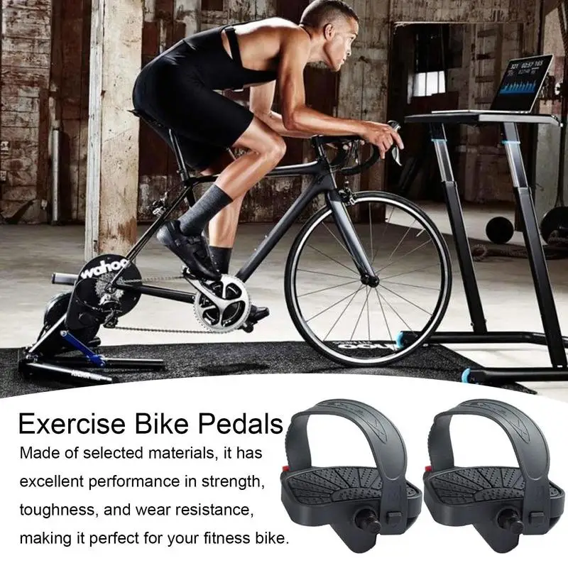 Indoor Bike Pedal Adjustable Stationary Bike Pedals Replacement Non-slipStationary Pedals Replacement Bicycle