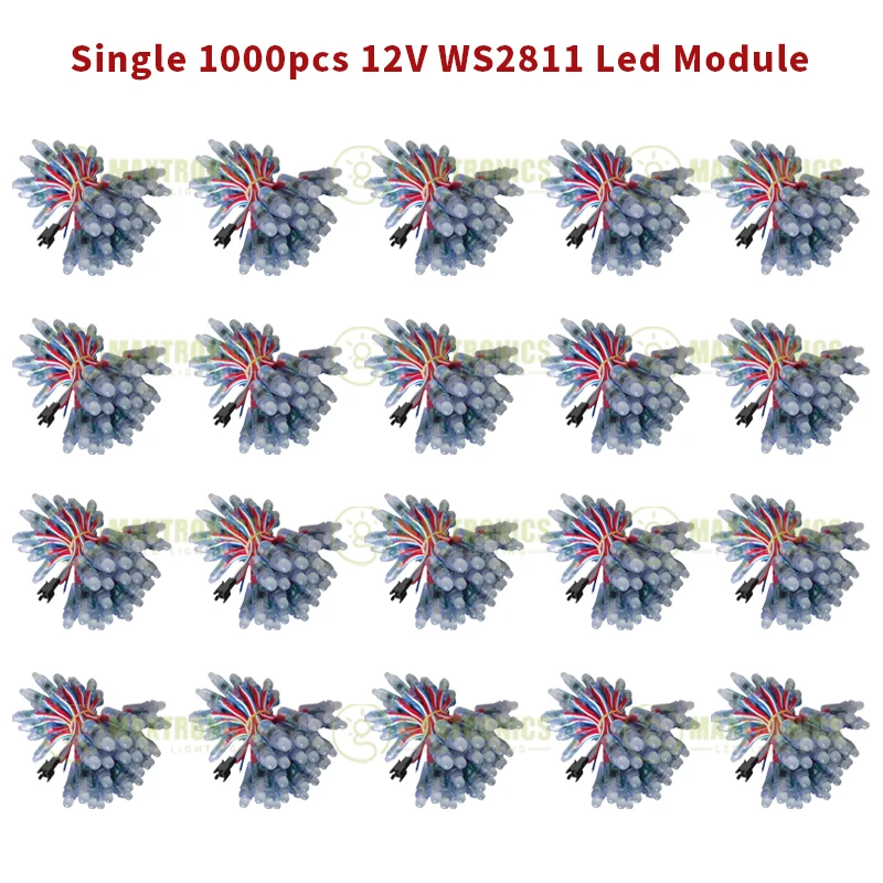 Dc12V 1000Pcs 12Mm Ws2811 2811 Ic Rgb Led Module String Waterproof Digital Full Color Led Pixel Light Per Ktv Dance Machine