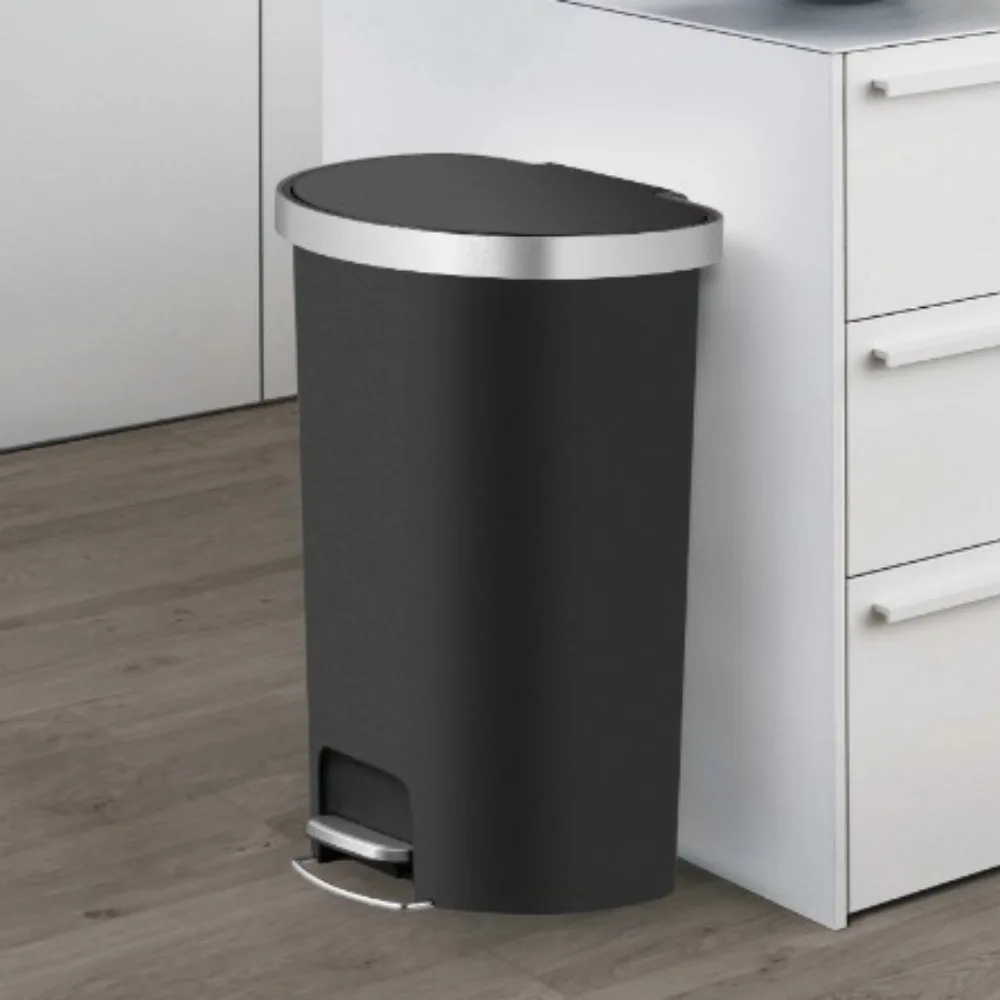 

14.5-gal Plastic Semi Round Kitchen Step Trash Can Home Supplies Separate Household Cleaning Tools Accessories Merchandises