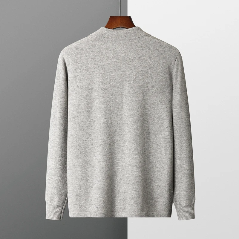 Autunno/inverno 100% lana merino cardigan maglione da uomo manica lunga maglione con risvolto sciolto tinta unita top lavorato a maglia cappotto allentato casual 6