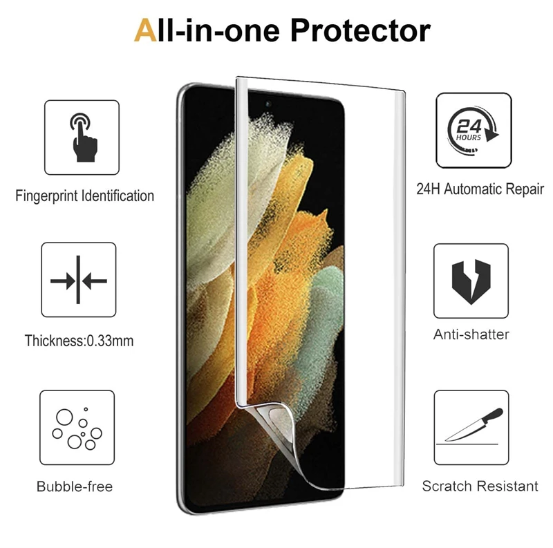 4pcs Hydrogel Film For Samsung Galaxy S24 S23 S22 S21 S20 Ultra S23 S21 S20 FE S24 Plus Screen Protector On Samsung S24 Ultra