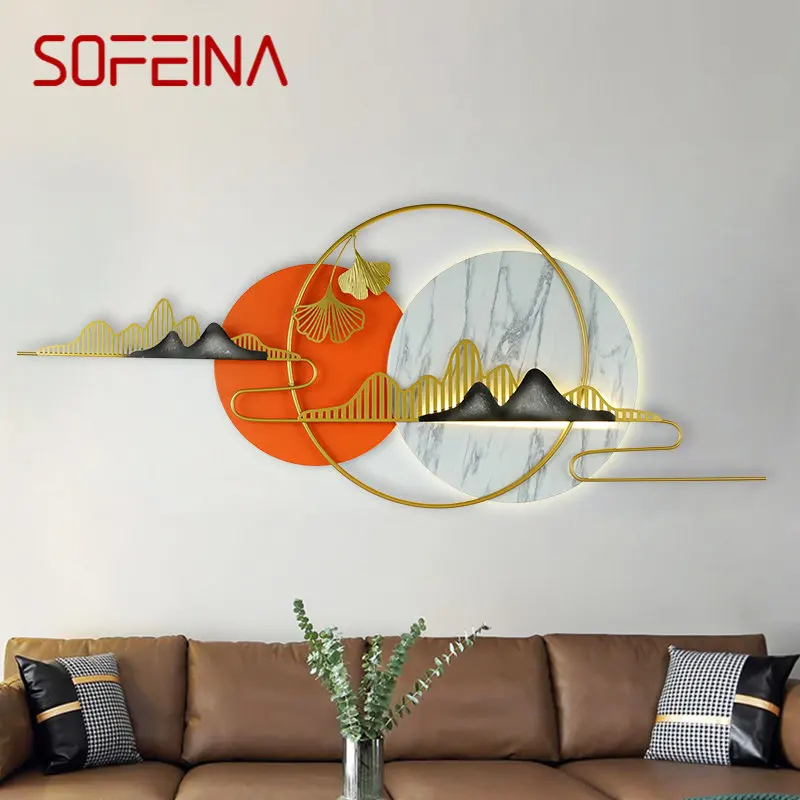 

SOFEINA Chinese Wall Picture Lamp LED Modern Luxury Creative Round Landscape Sconce Indoor for Living Room Bedroom
