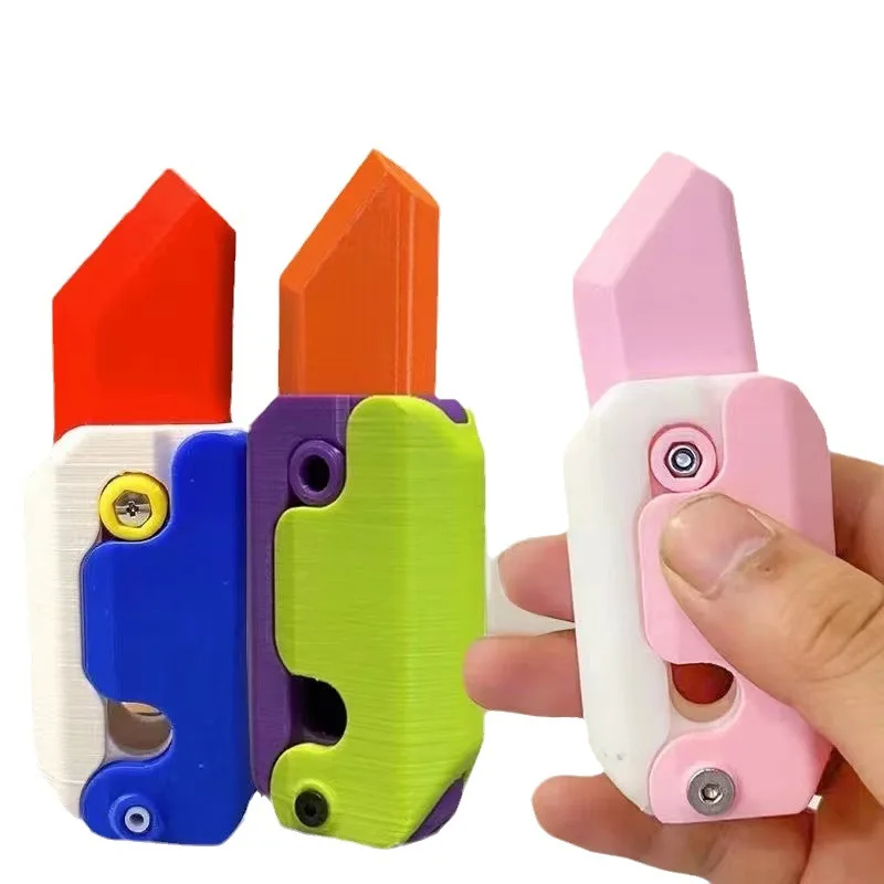 Fidget toys 3D Carrot Gravity Plastic Knife Foldable Decompressed Push Card Small Toy 3D Printing Carrot Radish Knife