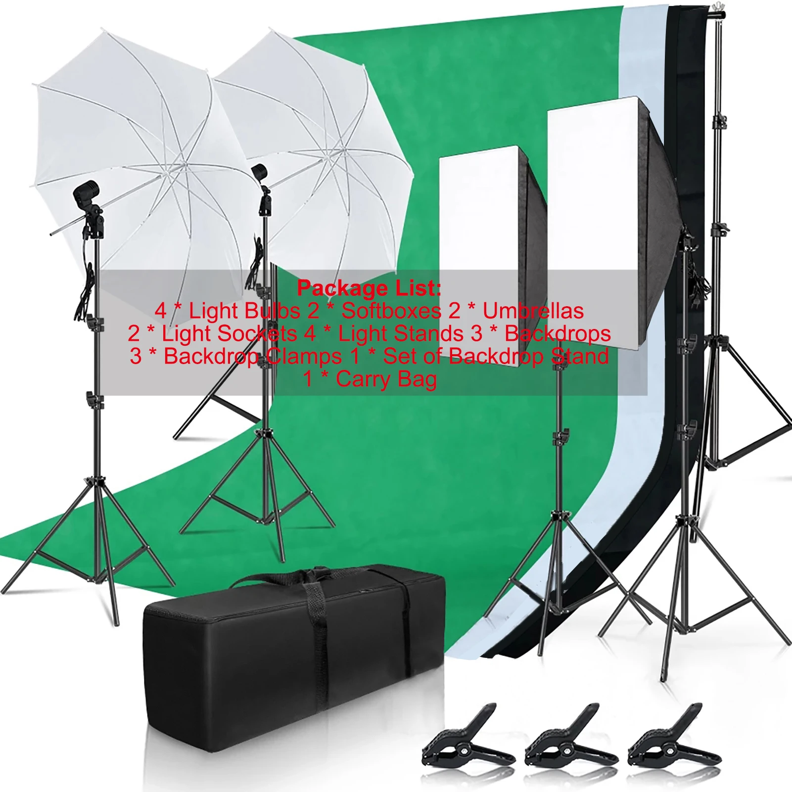 ​Paquete de 2 kits de iluminación para estudio de fotografía, kit de  iluminación Softbox, kit de luz de video LED con difusor de paraguas, luz  bicolor