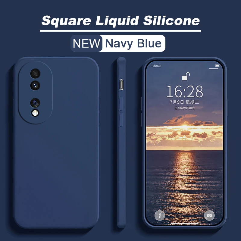Luxury Square Liquid Silicone Soft Shockproof Phone Case