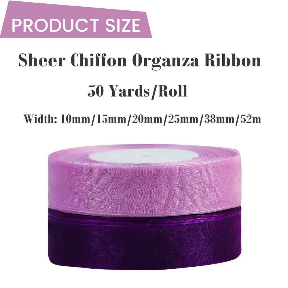 Nastro In Organza Chiffon Giallo Limone - 45 Metri X 20 Mm - Per Regali, Matrimoni E Artigianato - Foto 10