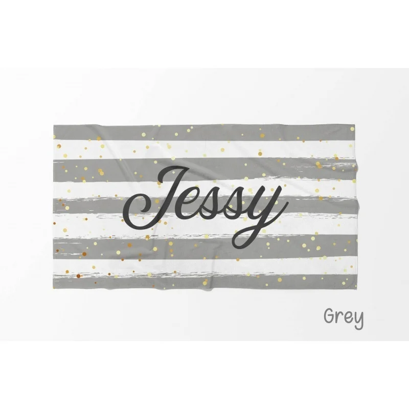 Custom Name Personalized Beach Towel Microfiber Print Letter Towel Creative Colorful Glitter Stripe Summer Beach Bathing Towel 4