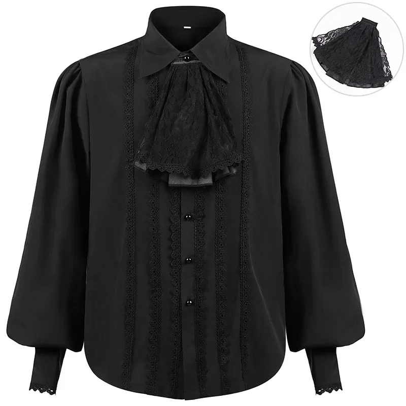 

Euro-American Men's Narrow-Sleeved Shirt Medieval Clothing Steampunk Victorian Top