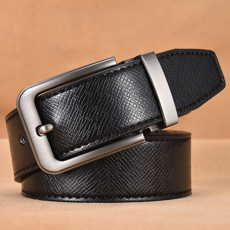 

Plyesxale Alloy Pin Buckle Belt For Men Genuine Leather 2022 New Luxury Mens Business Belt Straps Male Formal Dress Belts G143