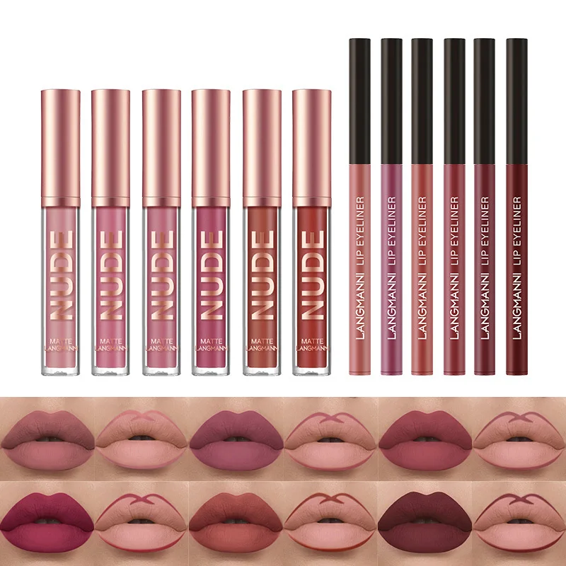 Lip Gloss Lip Liner Set 2pcs/set Lip Makeup Lip Balm Lip Glaze Lip Tint Lip Oil Lip Stain Lip Lacquer Lip Plumper