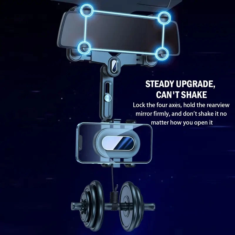 2023 Universal 360 Rotatable Retractable Car Phone Holder Rearview Mirror Driving Recorder Bracket Car Cell Phone Support Stand