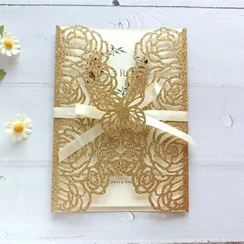 Butterfly Laser Cut Floral Invitation Set – 50 PCS 1