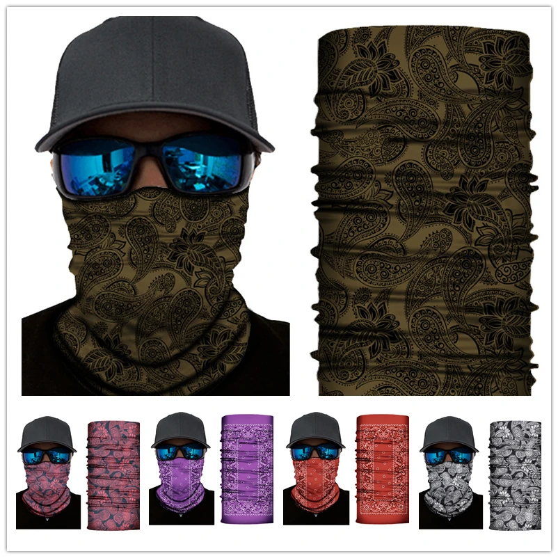 Seamless Bohemian Art Paisley e Balaclava Brown Tube Bandana Neck Gaiter Cycling Mask Men Women Wrap Scarf Headband Warmer