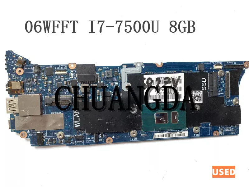 Utilizzato Per La Scheda Madre Del Computer Portatile Dell Xps 13 9360 Caz00 La-D841P Con/Sr2Zv I7-7500U Cpu 06Wfft 0 J736N I7-7500U 8G