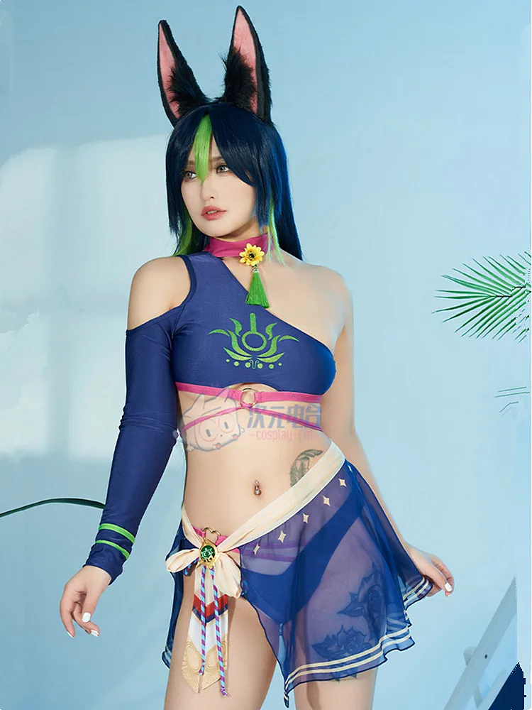 

Rose Tighnari Split Swimsuit Game Genshin Impact Cosplay Costume Women Anime Summer Bikini Set Sexy Swimwear Sizes S-XL 2023