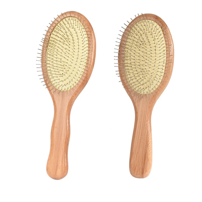 

Wooden Steel Needle Hair Brush Pin Hairbrush Scalp Massage Improve Hair Health Wood Paddle Detangling Comb