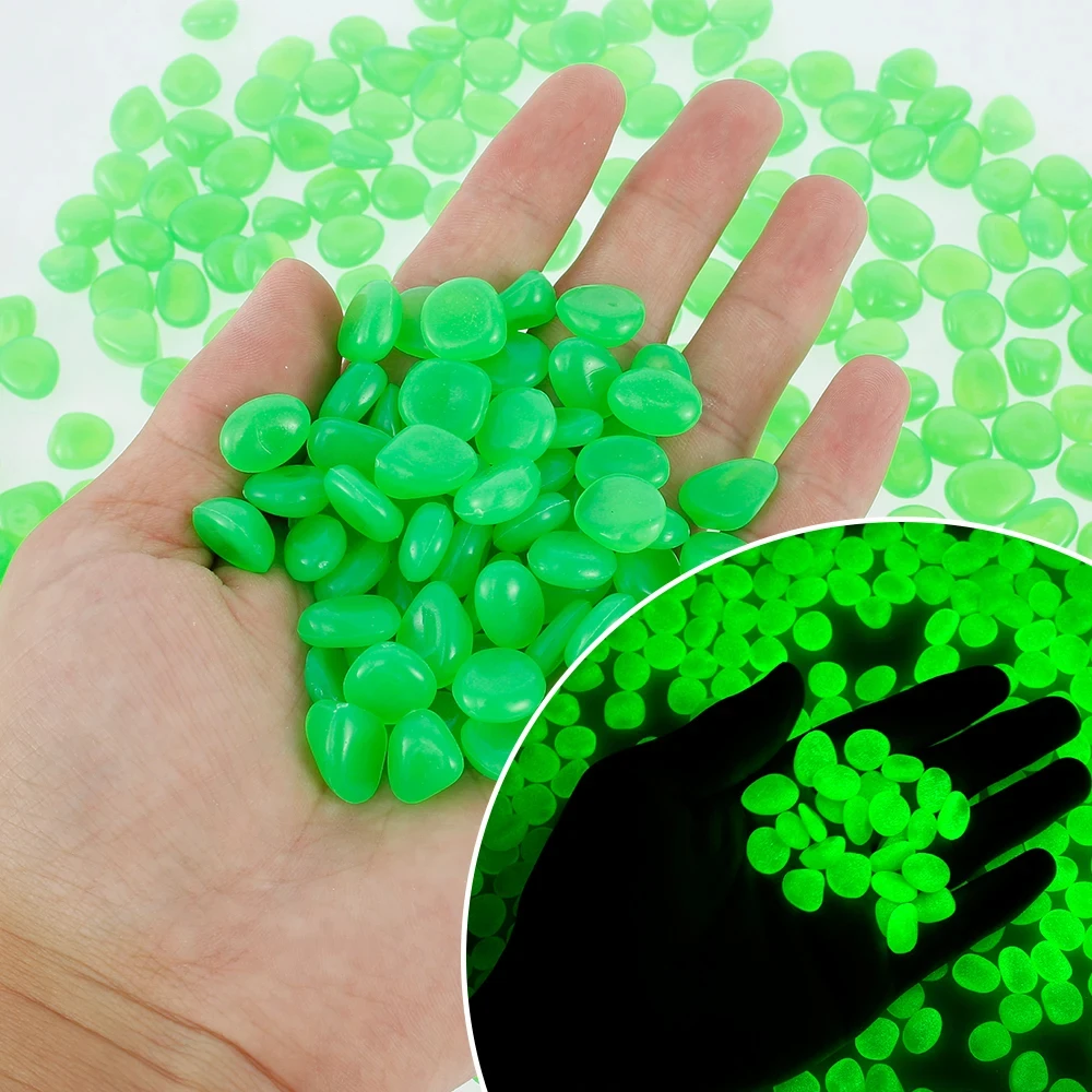 Glow Rocks in The Dark Pebbles Luminous Stones DIY Decorative Gravel for Fish Tank Aquarium Yard Natural Crystals 300Pcs glow stones decorative stones