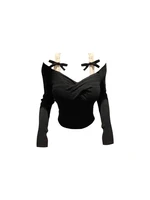 plus Size Sexy  Knot Knitted Top Women's Spring Autumn New Sle Slimming Pure Desire Fake Two-Piece Knitwear