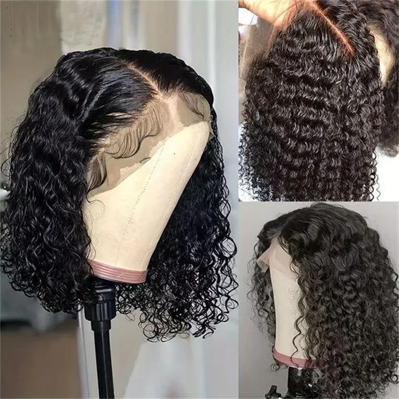 

180% Short Soft Glueless Natural Black 18Inch Kinky Curly Lace Front Wig For Women With Baby Hair Synthetic Preplucked Daily