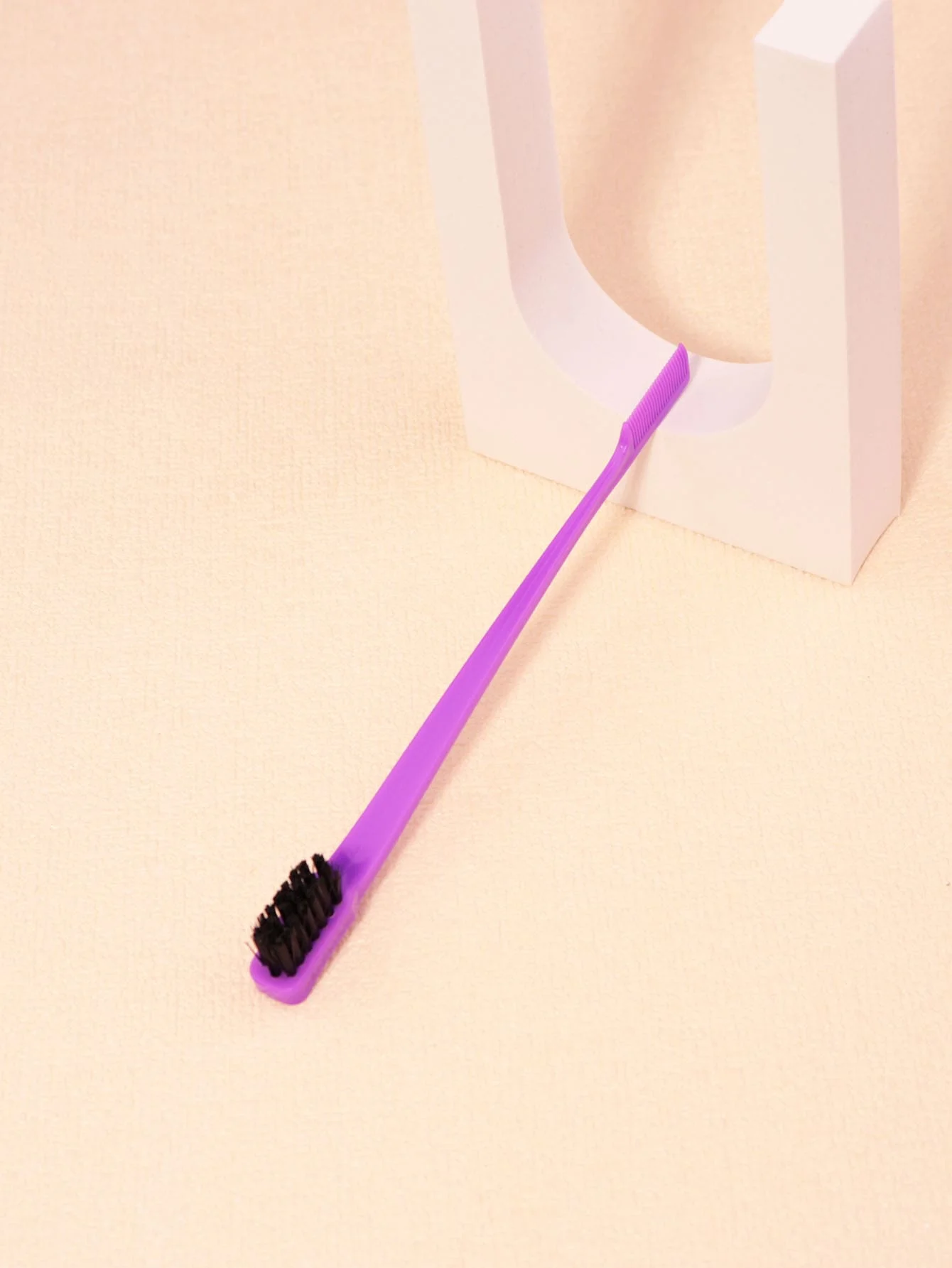 Hair styling comb set with 3 rows of nylon hair brushes, steel needle pointed tail comb, and edge control brush 2
