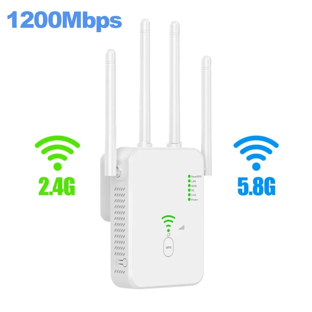 thumbnail image 1 of Repetidor WiFi inalámbrico 2,4 G 5 Ghz Amplificador WiFi Amplificador WiFi 1200 M Señal WiFi Punto de acceso extensor de largo alcance, 1 of 5