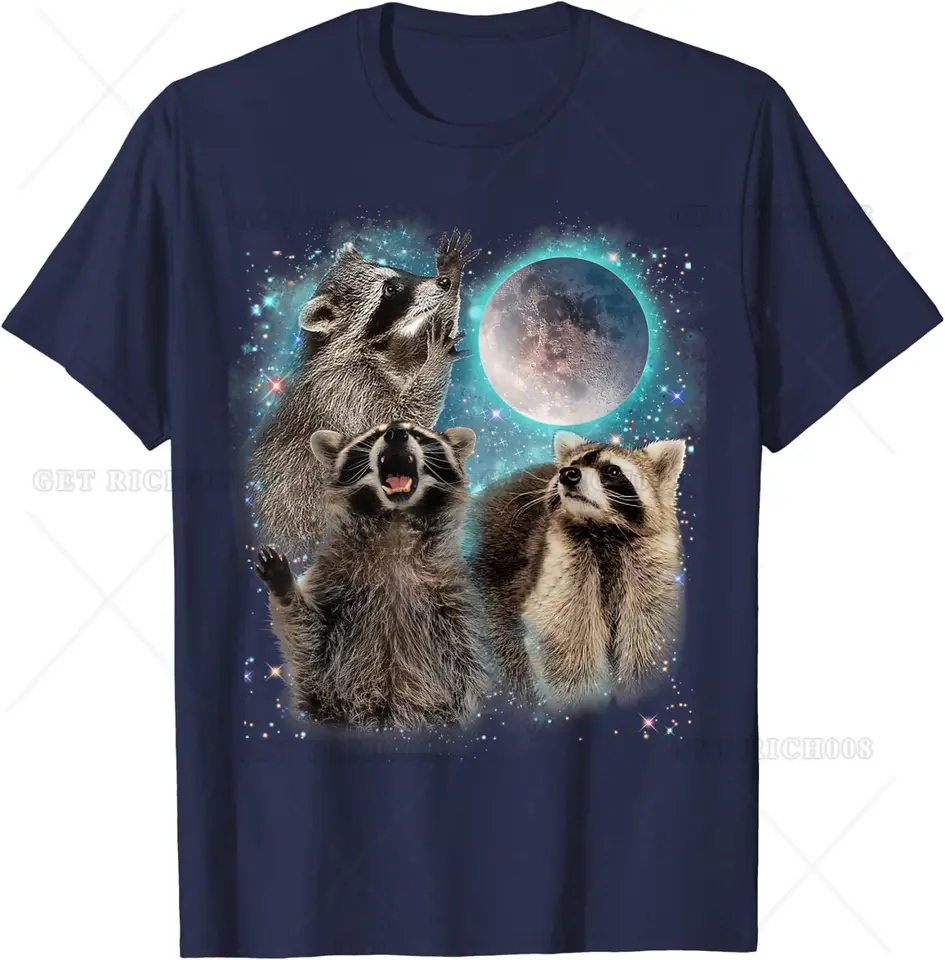 Funny Racoon Moon Howling Raccoon Head Funny for Men Women Kid T