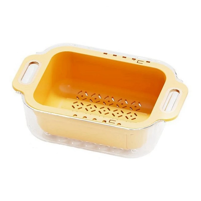 

Sink Strainer Double Layer Sink Strainer Wash Vegetables And Fruits,Kitchen Strainer Colanders Yellow