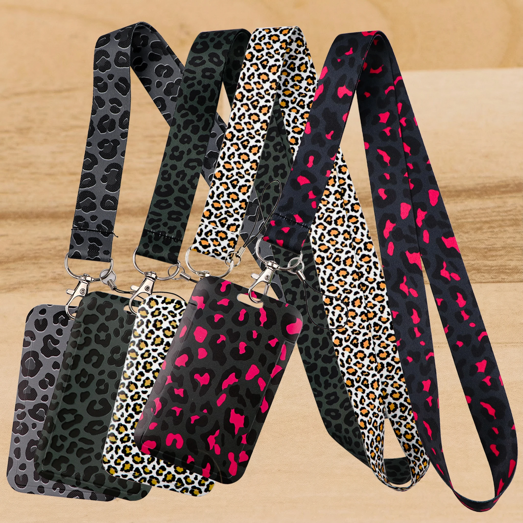 Trendiger Ausweishalter mit Leopardenmuster, Tiermotiv-Schlüsselband für Karten, Ausweise, Fitnessstudio, Schlüsselanhänger, Zubehör, Geschenk