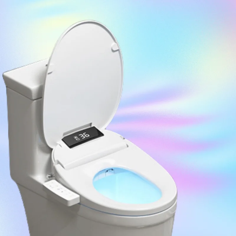LZQ - Asiento De Inodoro Con Tapa De Descenso Automático, Asiento De Inodoro Universal, De Plástico Duro, Antibacteriano, Con Pared Azul