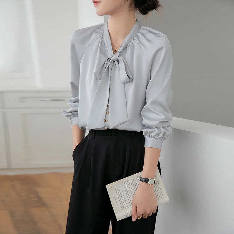 

Роскошная Повседневная летняя крутая женская рубашка с рукавом до локтя, элегантный свободный офисный Топ, женская модная рубашка с рукавом-фонариком, Lq33