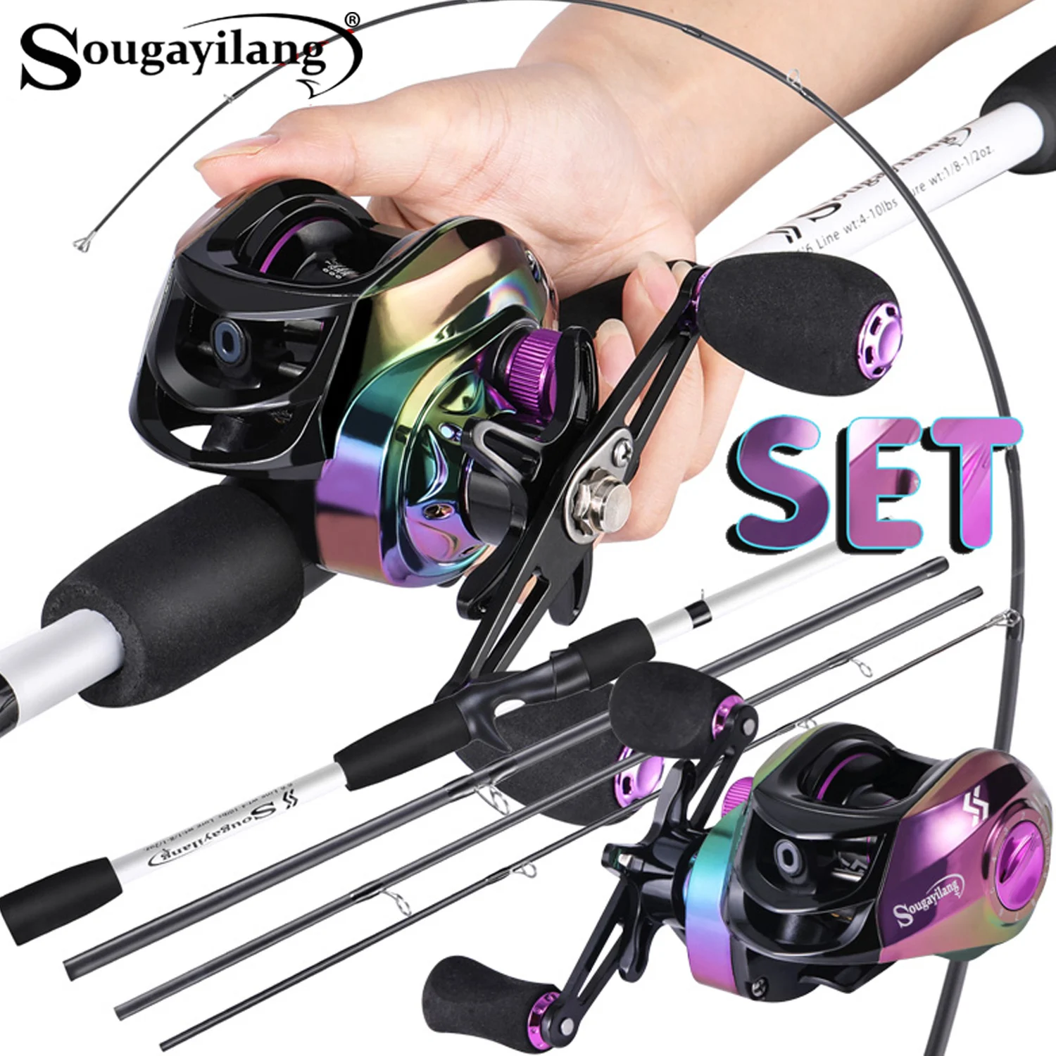 Sougayilang Baitcaster Combo Telescopic Fishing Rod and Reel Combo, Ultra  Light Baitcasting Fishing Reel for Travel Saltwater Freshwater with Lures