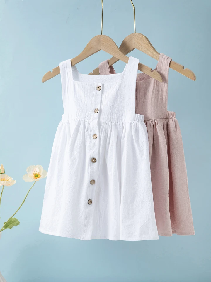 chinese dress ladies White Sleeveless Linen Girl Dress main image 0