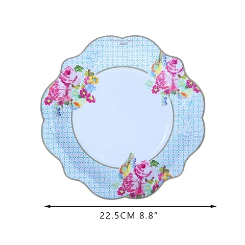 

Disposable tableware 8pcs Floral Printing Tea Party Supplies Paper Plates Baby Shower Birthday Party Decor Wedding Decoration