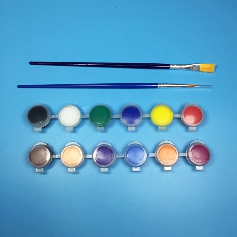 6 Color/12 Color Washable Acrylic Paint with Paintbrush Toddler Finger Paint K1KF 5