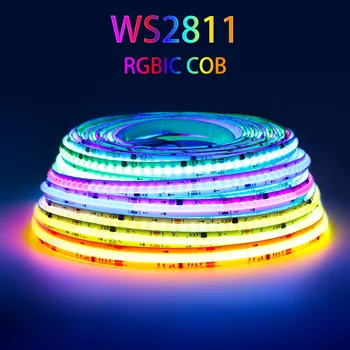 COB RGBIC LED 스트립 라이트 360 576, 주소 지정 가능 SPI 드림 컬러, 유연한 리본 테이프, WS2811, WS2812B, RA90, DC12V, 24V, 720LEDs/m
