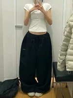 Y2K Streetwear Gray Sweatpants Woman Korean Oversized Loose All Match Sports Pant High Waist Drawstring Casual Wide Leg Trousers - Image 3