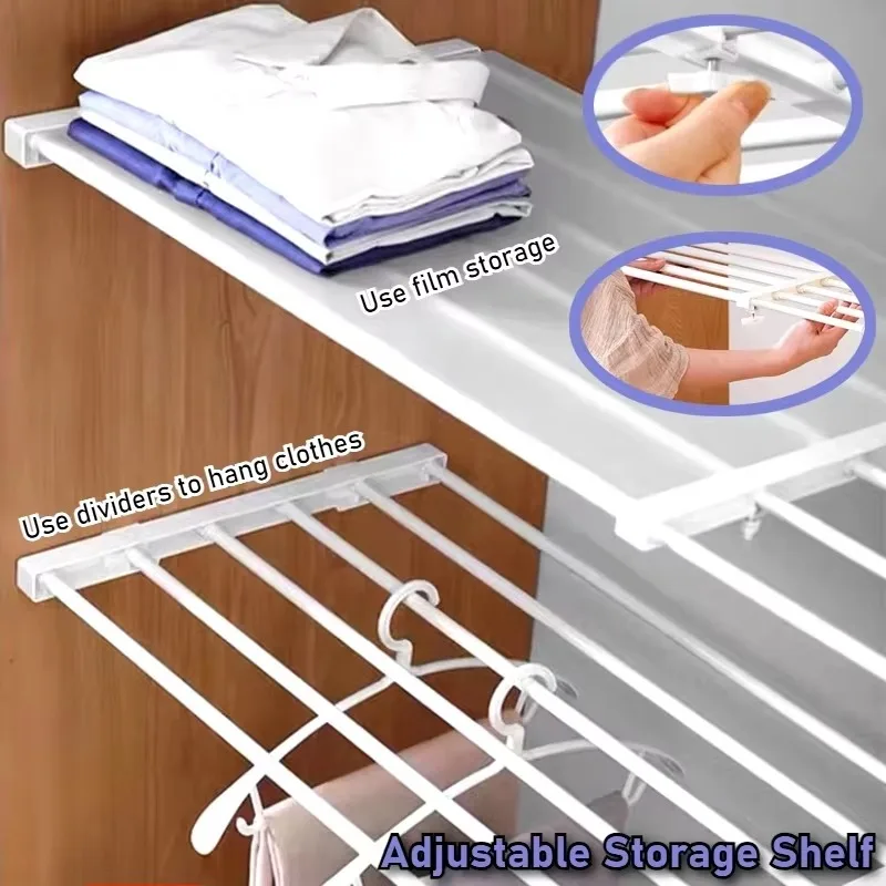 Adjustable Storage Shelf Retractable Wardrobe Divider Layers Board Bathroom Cabinet Shelves Kitchen Dish Racks Home Organizer