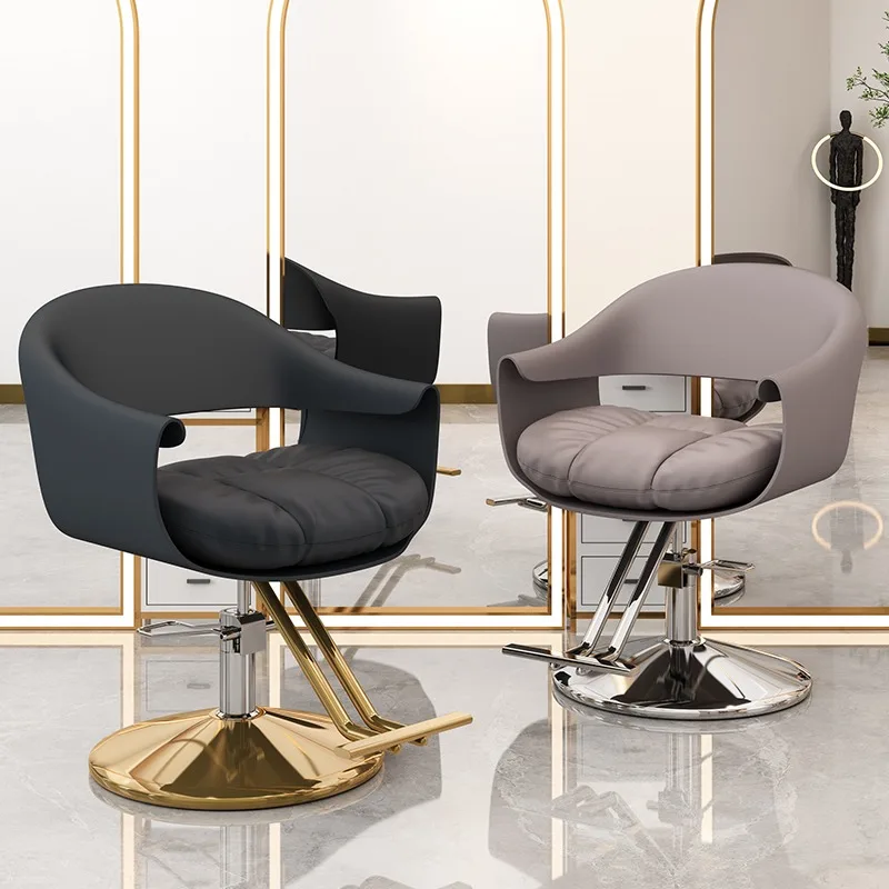 Swivel Barber Chair Salon Golden Rotating Pedicure Styling Barbers Armchairs Aesthetic Sillas Giratoria Salon Furniture MQ50BC