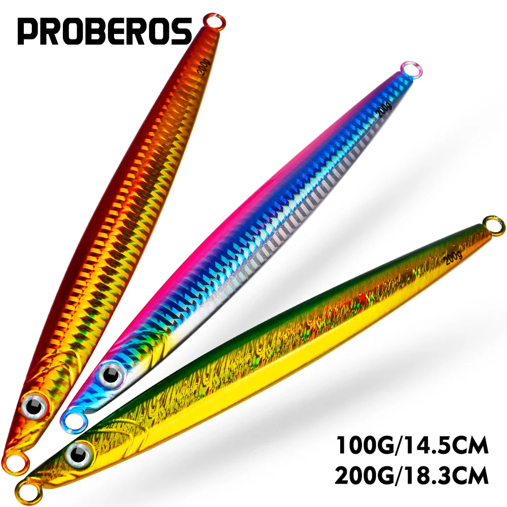 

PROBEROS 5PCS Metal Jigs Lures 100g-200g Sinking Jigging Baits Artigicial Hard Wobbler Trolling Swimbait Sea Bass Fishing Tackle