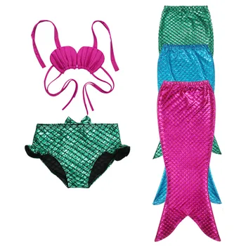 2-9 anni bambini neonate costumi da bagno costume da bagno 3 pezzi bikini coda di sirena set costume da bagno per bambini costumi da bagno 1