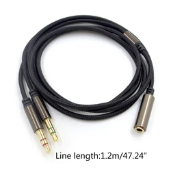 Universal 2-in-1 Gaming Headset Audio Extension Cable, 3.5mm (1.2m)